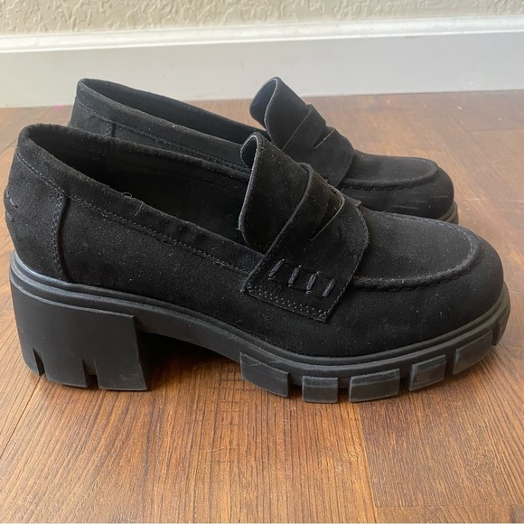 ASOS Sloane Y2K Chunky Lug Sole Preppy Collegiate Penny Mid Heeled Loafer SZ 7W - Picture 14 of 16